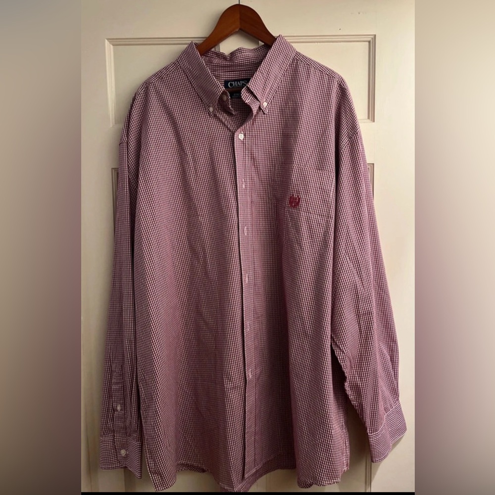 Chaps Men's red and white button Down Long Sleeved Shirt 3XB